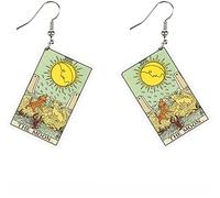 Orecchini pendenti con tarocchi retrò a doppia faccia ultraleggeri Orecchini pendenti con tarocchi colorati multi-stile Orecchini con gancio in acrilico Astrologia Divinazione Orecchini pendenti con a