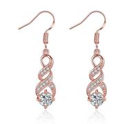Orecchini pendenti cute, orecchini pendenti con zirconi placcati oro rosa, infinito 37 x 8 mm, per donne gioielli di compleanno