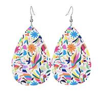 Orecchini pendenti da donna a forma di animali messicani Otomi, a forma di stella, eleganti gioielli pendenti per celebrazioni, One Size, Pelle