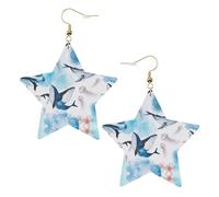 Orecchini pendenti da donna, a forma di balena marina e medusa, a forma di stella scintillante, gioielli alla moda per una serata fuori, One Size, Pelle