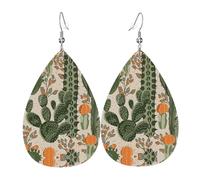 Orecchini pendenti da donna, a forma di cactus verde, a forma di stella, eleganti gioielli pendenti per celebrazioni, One Size, Pelle