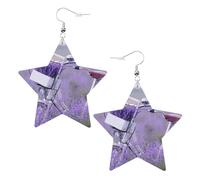 Orecchini pendenti da donna, a forma di campo di lavanda, con stella scintillante, gioielli alla moda per una serata fuori, One Size, Pelle