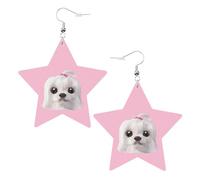 Orecchini pendenti da donna a forma di cane maltese con stella scintillante, gioielli alla moda per una serata fuori