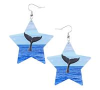 Orecchini pendenti da donna a forma di coda di balena, orecchini pendenti celesti, gioielli a forma di stella per un versatile, One Size, Pelle