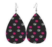Orecchini pendenti da donna, a forma di corona e labbra, a forma di stella, eleganti gioielli pendenti per celebrazioni, One Size, Pelle
