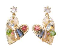 Orecchini pendenti da donna a forma di cuore, multicolore, color oro, con perle, regalo romantico per San Valentino, anniversario, appuntamento notturno