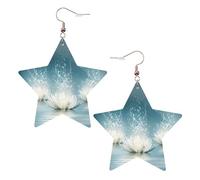 Orecchini pendenti da donna a forma di fiore di loto bianco, orecchini pendenti celesti, gioielli a forma di stella per un versatile