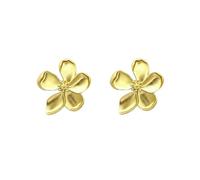 Orecchini pendenti da donna a forma di fiore, in oro, con foglie grosse, idea regalo per lei, Ottone, Nessuna pietra preziosa