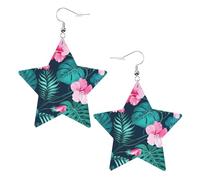 Orecchini pendenti da donna a forma di fiore rosa Hawaii, orecchini pendenti celesti, gioielli a forma di stella per un versatile, One Size, Pelle