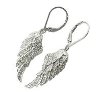 Orecchini pendenti da donna a forma di foglia d'angelo con piuma, placcati oro, design da sposa, elegante regalo per lei, regalo di matrimonio e compleanno per moglie, migliore amica o sorella