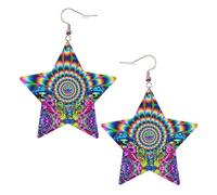 Orecchini pendenti da donna a forma di fungo astratto, con mandala colorato, gioielli a forma di stella per un versatile, One Size, Pelle