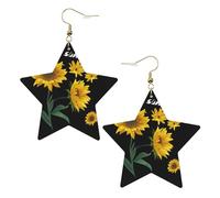 Orecchini pendenti da donna a forma di girasole con sfondo nero, orecchini pendenti celesti, gioielli a forma di stella per un versatile, One Size, Pelle