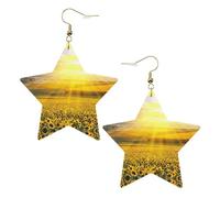 Orecchini pendenti da donna a forma di girasole dorati, orecchini pendenti celesti, gioielli a forma di stella per un versatile, One Size, Pelle