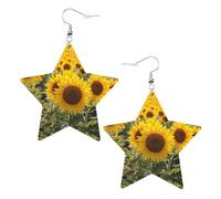 Orecchini pendenti da donna a forma di girasole giallo, alla moda, orecchini pendenti celesti, gioielli a forma di stella per un versatile, One Size, Pelle