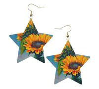 Orecchini pendenti da donna a forma di girasole, orecchini pendenti celesti, gioielli a forma di stella per un versatile, One Size, Pelle