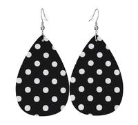 Orecchini pendenti da donna, a forma di grande puntino bianco e nero, a forma di stella, gioielli pendenti chic per celebrazioni, One Size, Pelle