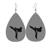 Orecchini pendenti da donna a forma di karate-highkick-icon, a forma di stella, eleganti gioielli pendenti per celebrazioni, One Size, Pelle