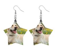 Orecchini pendenti da donna a forma di Labrador Retriever Lazy Time, alla moda, in legno, stampati, con pendente a goccia, Love, Legno, Nessuna pietra preziosa