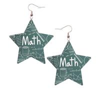 Orecchini pendenti da donna, a forma di lezione di matematica, con stella scintillante, gioielli alla moda per una serata fuori, One Size, Pelle