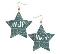 Orecchini pendenti da donna, a forma di lezione di matematica, con stella scintillante, gioielli alla moda per una serata fuori, One Size, Pelle