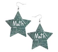 Orecchini pendenti da donna, a forma di lezione di matematica, con stella scintillante, gioielli alla moda per una serata fuori, One Size, Pelle