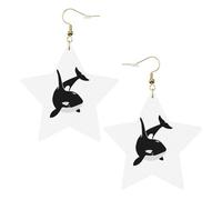 Orecchini pendenti da donna, a forma di orca assassina, delfino, oceano, con stella scintillante, gioielli alla moda per una serata fuori, One Size, Pelle