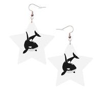 Orecchini pendenti da donna, a forma di orca assassina, delfino, oceano, con stella scintillante, gioielli alla moda per una serata fuori, One Size, Pelle