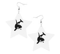 Orecchini pendenti da donna, a forma di orca assassina, delfino, oceano, con stella scintillante, gioielli alla moda per una serata fuori, One Size, Pelle