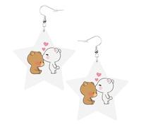 Orecchini pendenti da donna, a forma di orso bianco, con stella scintillante, gioielli alla moda per una serata fuori, One Size, Pelle