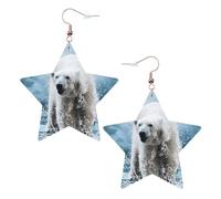 Orecchini pendenti da donna, a forma di orso polare bianco, con stella scintillante, gioielli alla moda per una serata fuori, One Size, Pelle