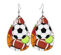 Orecchini pendenti da donna, a forma di palla sportiva, a forma di stella, eleganti gioielli pendenti per celebrazioni, One Size, Pelle