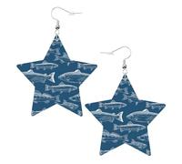 Orecchini pendenti da donna, a forma di pesce oceano, con stella scintillante, gioielli alla moda per una serata fuori, One Size, Pelle
