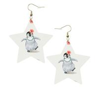 Orecchini pendenti da donna a forma di pinguino che indossa fiori, orecchini pendenti celesti, gioielli a forma di stella per un versatile, One Size, Pelle