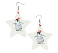 Orecchini pendenti da donna a forma di pinguino che indossa fiori, orecchini pendenti celesti, gioielli a forma di stella per un versatile, One Size, Pelle