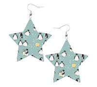 Orecchini pendenti da donna, a forma di pinguino, con fiocco di neve, con stella scintillante, gioielli alla moda per una serata fuori, One Size, Pelle