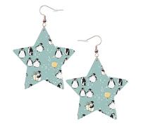 Orecchini pendenti da donna, a forma di pinguino, con fiocco di neve, con stella scintillante, gioielli alla moda per una serata fuori, One Size, Pelle