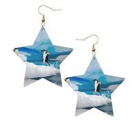 Orecchini pendenti da donna a forma di pinguino, orecchini pendenti celesti, gioielli a forma di stella per un versatile, One Size, Pelle