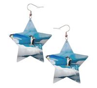 Orecchini pendenti da donna a forma di pinguino, orecchini pendenti celesti, gioielli a forma di stella per un versatile, One Size, Pelle