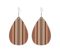 Orecchini pendenti da donna a forma di quadri marrone scuro, arancioni e neri, leggeri, stampati su entrambi i lati, color caramella