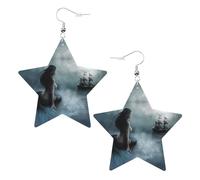 Orecchini pendenti da donna, a forma di sirena e vela sul mare, a forma di nave pirata, orecchini scintillanti a forma di stella, gioielli alla moda per una serata fuori, One Size, Pelle