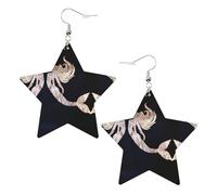 Orecchini pendenti da donna a forma di sirena nera, orecchini pendenti celesti, gioielli a forma di stella per un versatile, One Size, Pelle