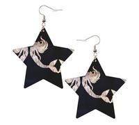 Orecchini pendenti da donna a forma di sirena nera, orecchini pendenti celesti, gioielli a forma di stella per un versatile, One Size, Pelle