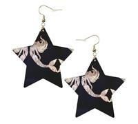 Orecchini pendenti da donna a forma di sirena nera, orecchini pendenti celesti, gioielli a forma di stella per un versatile, One Size, Pelle