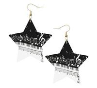 Orecchini pendenti da donna a forma di tasti di pianoforte con note musicali, orecchini pendenti a forma di stella scintillante, gioielli alla moda per una serata fuori, One Size, Pelle