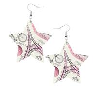 Orecchini pendenti da donna, a forma di torre di Parigi, con stella scintillante, gioielli alla moda per una serata fuori, One Size, Pelle