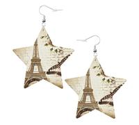 Orecchini pendenti da donna, a forma di Torre di Parigi, con stella scintillante, gioielli alla moda per una serata fuori, One Size, Pelle