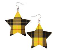 Orecchini pendenti da donna a quadri gialli, grigi e neri, orecchini pendenti celesti, gioielli a forma di stella per un versatile, One Size, Pelle