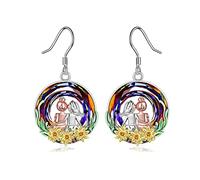 Orecchini pendenti da donna, alla moda con girasole e nodo celtico, gioielli personalizzati, amicizia, sorella, ipoallergenici, con gancio a margherita, idea regalo per donne e sorelle