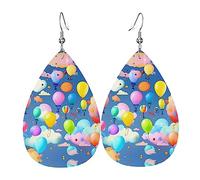 Orecchini pendenti da donna, alla moda, con palloncini colorati, in pelle, a goccia, accessorio leggero, Misura unica, Pelle