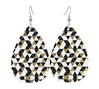 Orecchini pendenti da donna, alla moda, moderni, in oro bianco e nero, a forma di triangolo, orecchini artistici a stella, gioielli pendenti contemporanei per feste e sociali